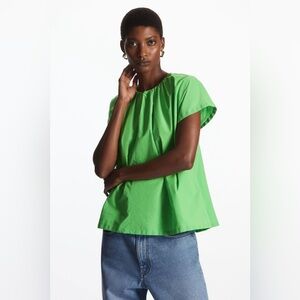 COS gathered cap-sleeve blouse